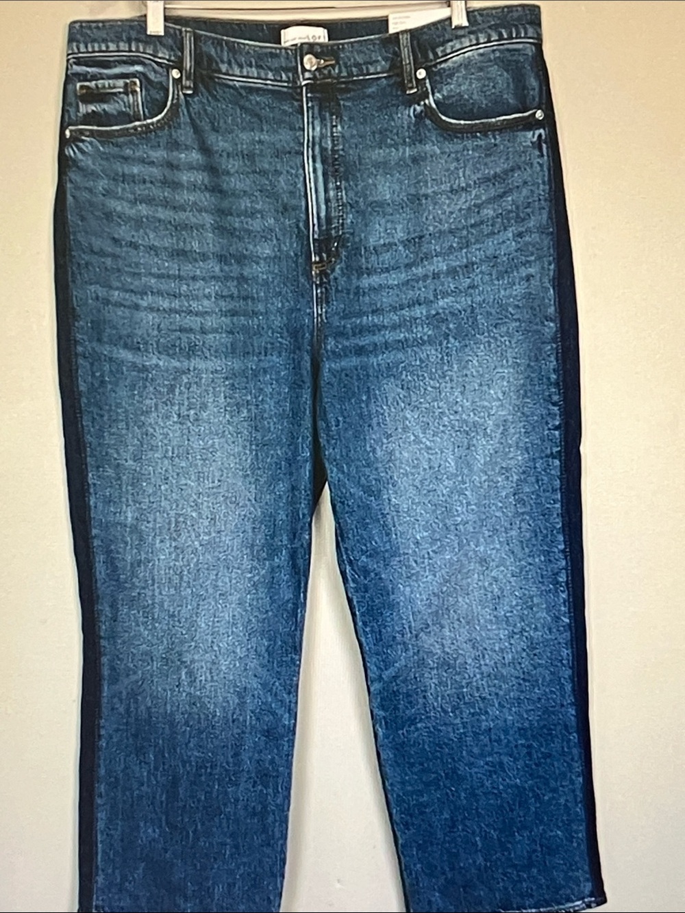 LOFT Blue Straight Leg Jeans with Dark Side Panels